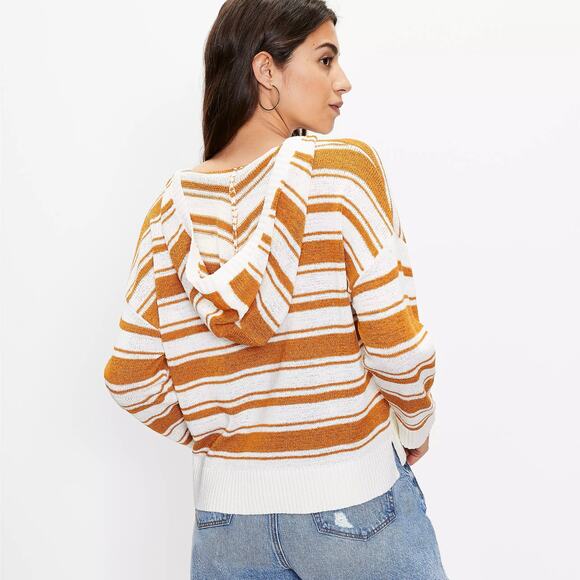 Ann Taylor LOFT Beachy Stripe Knit Hooded Pullover - Picture 5 of 10